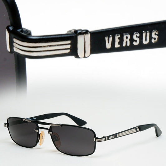 Versus Sunglasses 1996 by Gianni Versace Vintage Rectangle Black MOD F06 COL 35M