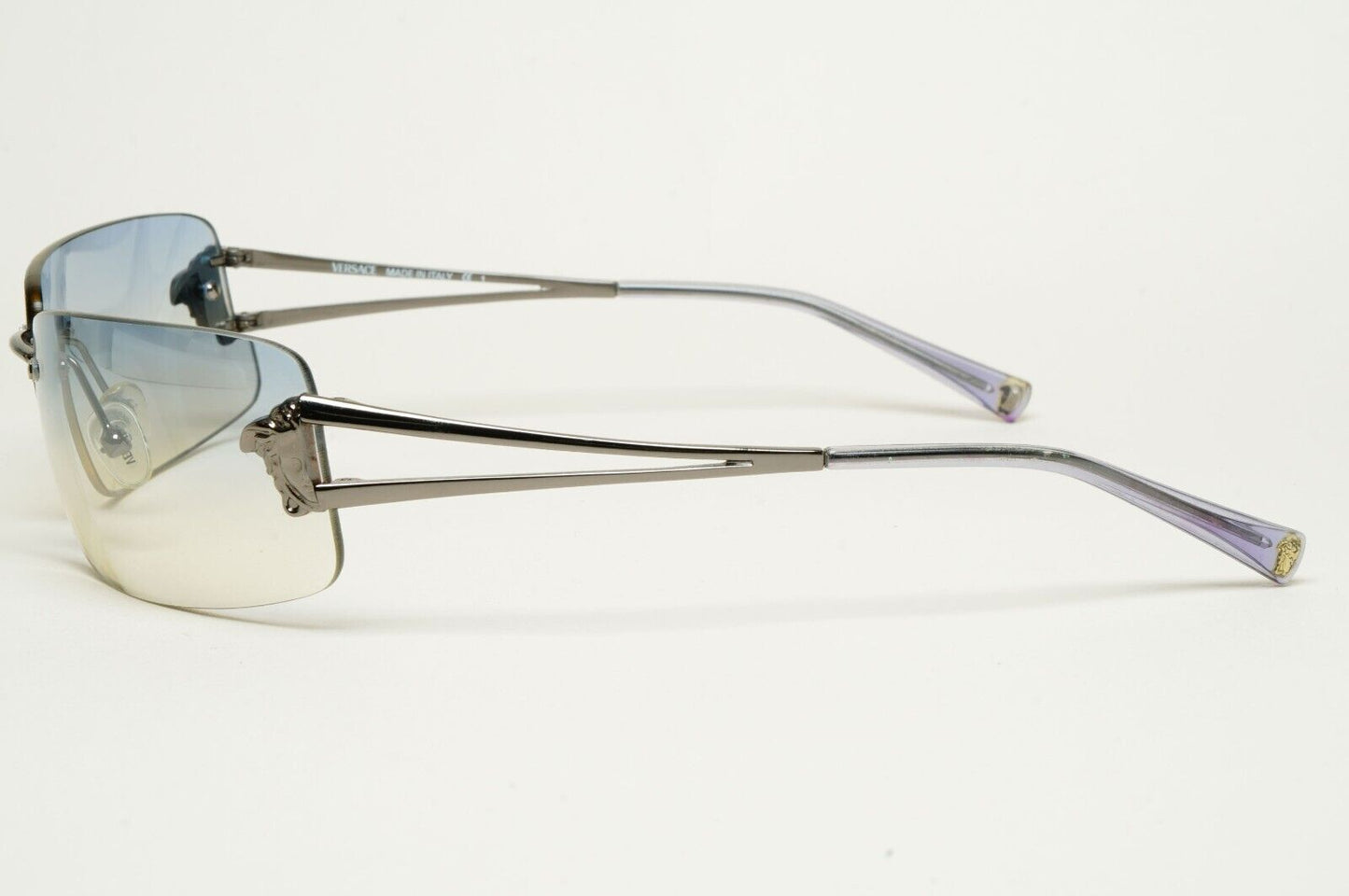 Versace Sunglasses 2002 Vintage Rimless Gunmetal Blue MOD N40 COL 89M/538 290125