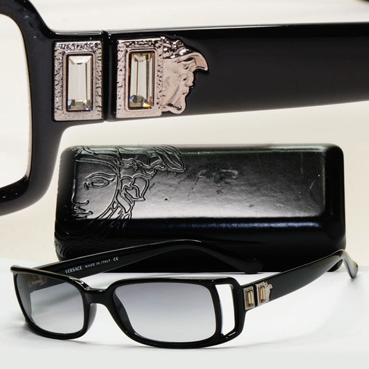 Versace Sunglasses 1998 Vintage Black Square Unisex MOD 554-H 852/482 050824