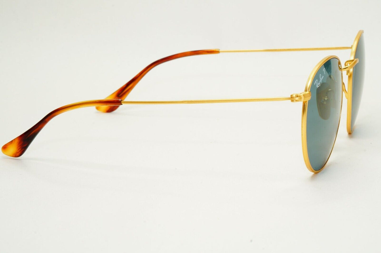 Ray-Ban Sunglasses Round Titanium Polarized Gold Blue RB 8247 9217/T0 50mm