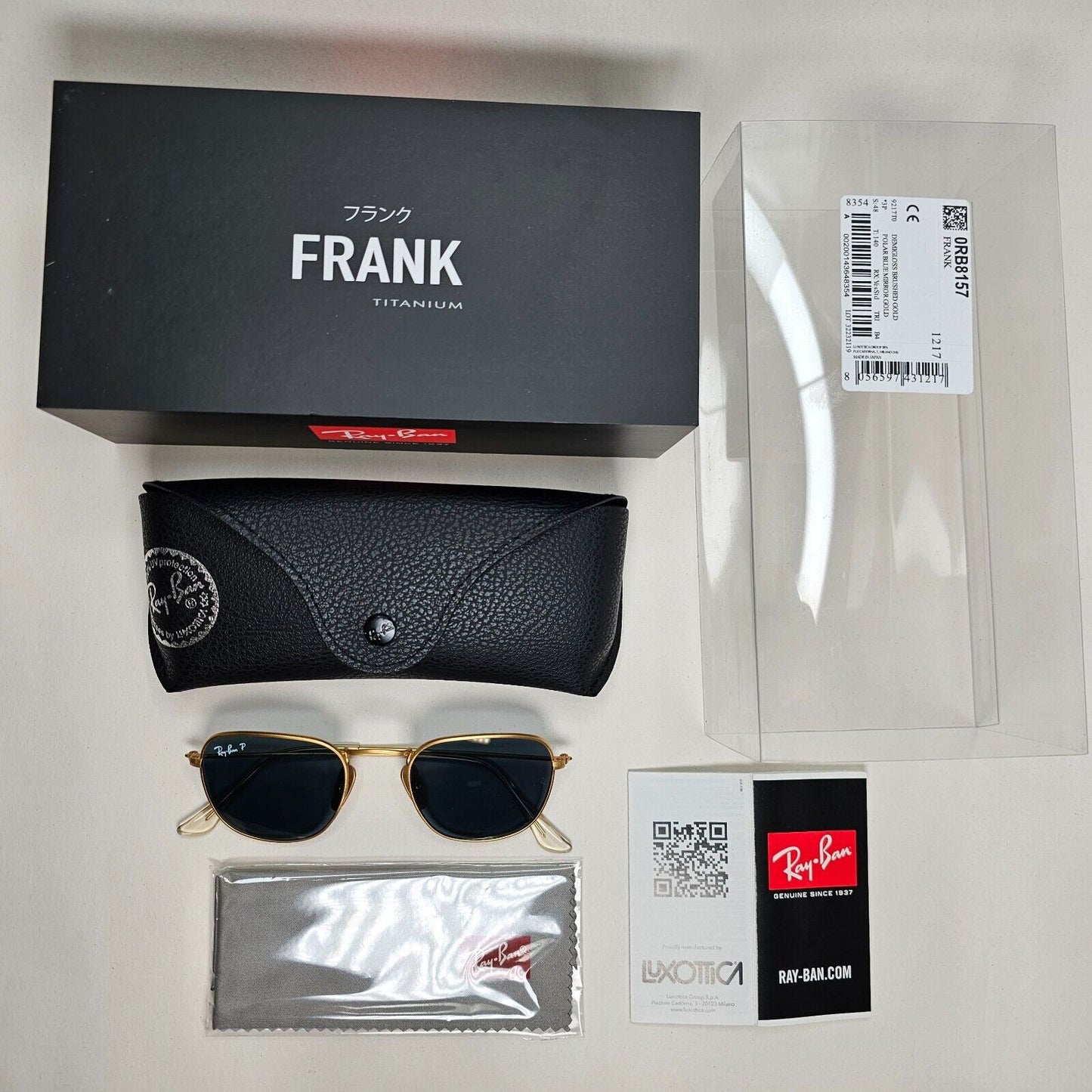 Ray-Ban Sunglasses Frank Titanium Polarised Gold Blue RB 8157 Frank 9217/T0 48mm
