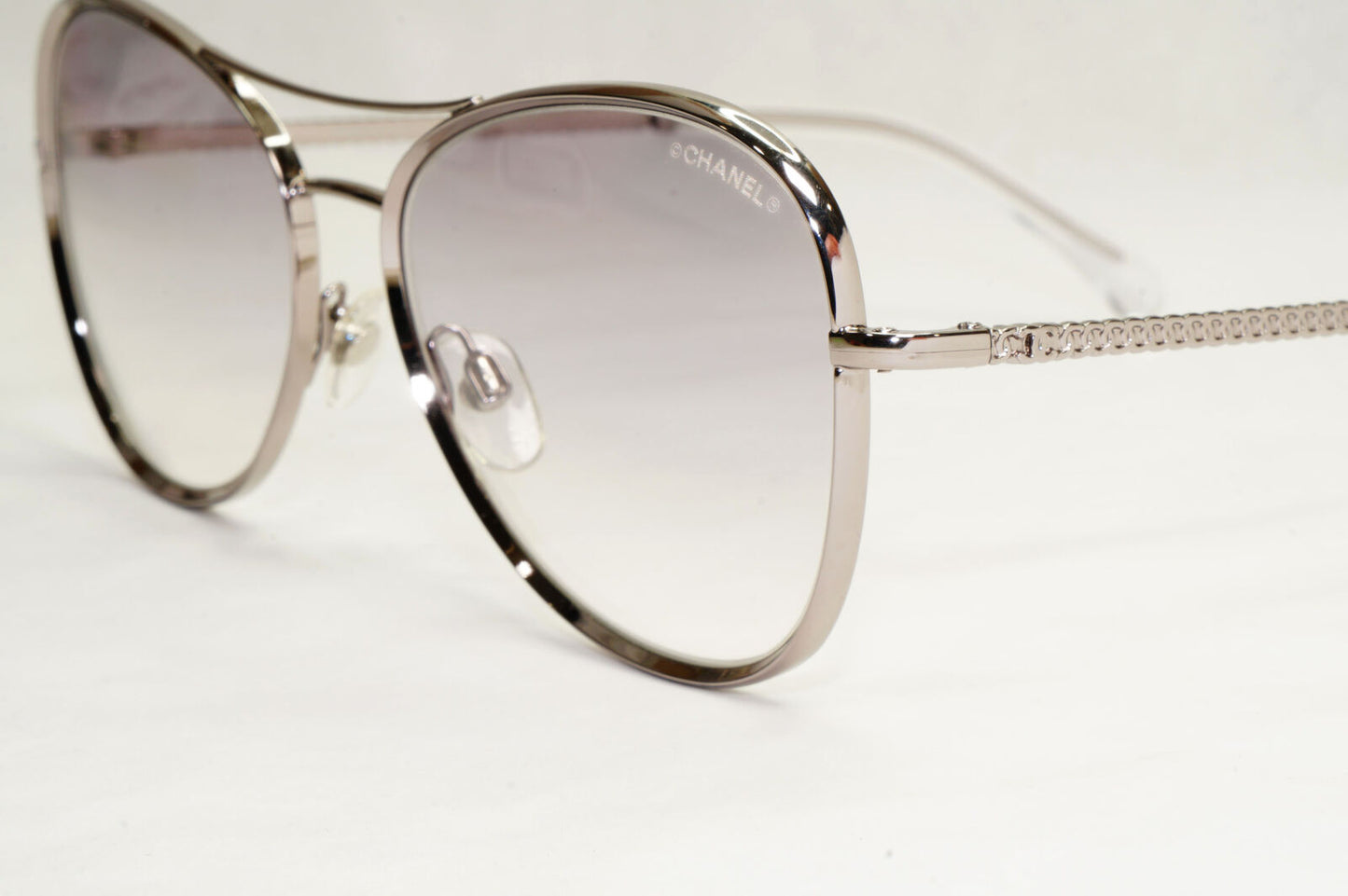 Chanel Sunglasses Silver Grey Gradient Metal Chain 2181-S c.168 56mm Cat 1