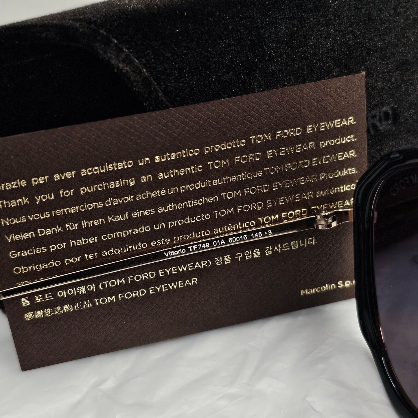 Tom Ford Sunglasses Vittorio Black Gold Pilot Large FT0749 TF 749 01A 60mm