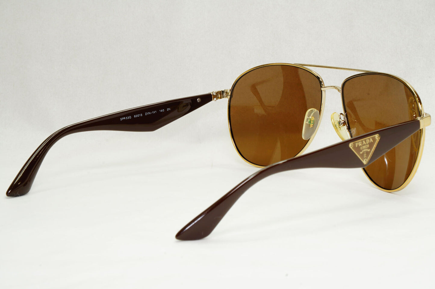 Prada Sunglasses Triangle Gold Brown Metal Pilot PR53QS SPR 53Q ZVN-1X1 130124