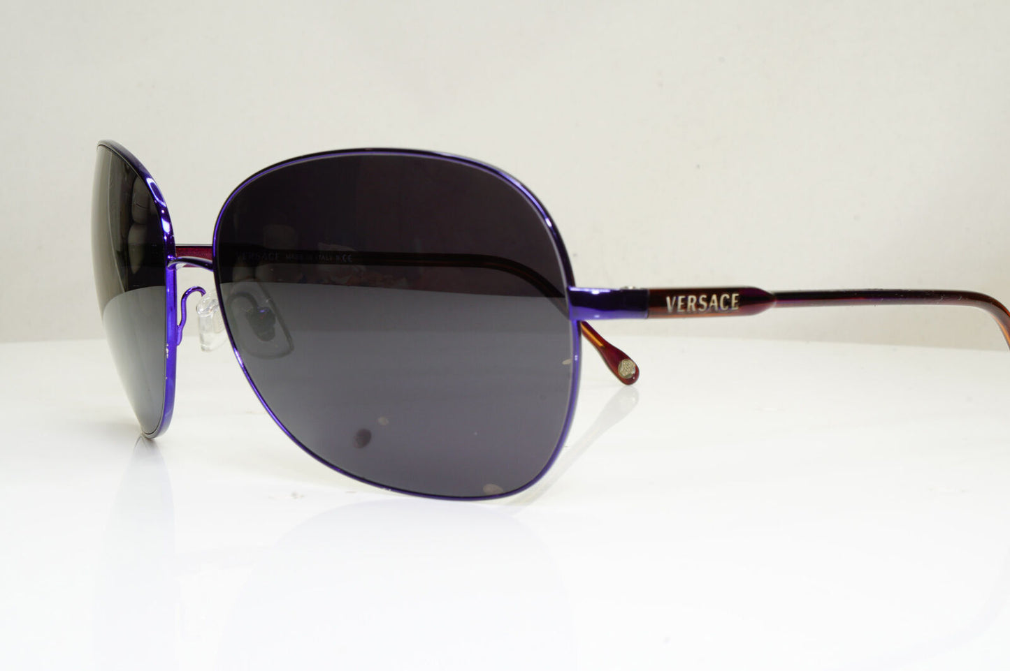 Versace Violet Womens Vintage Sunglasses Black Brown Square 2124 1230/5E 29269