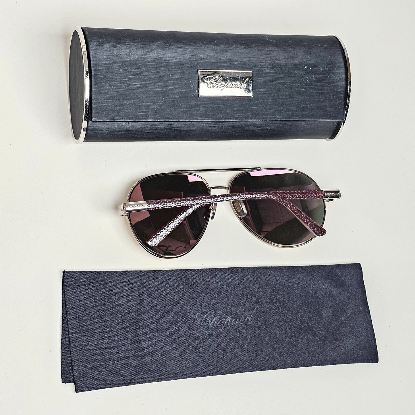 Chopard Sunglasses Titanium Glass Pilot Gold Brown SCH880V 668G 61mm 130225