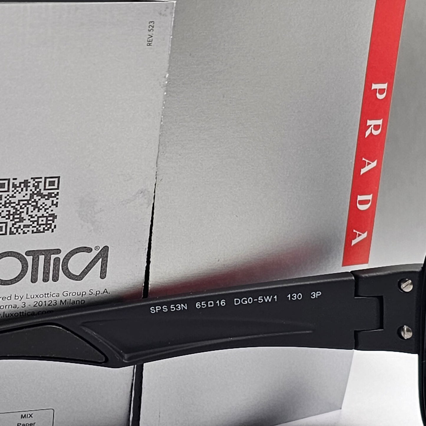 Prada Sunglasses Polarised Black Grey Gradient Wrap Rossa PS53NS SPS 53N DG0-5W1