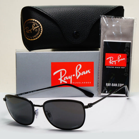 Ray-Ban Sunglasses Polarized Chromance Black Metal Wrap RB 3705 002/K8 57mm