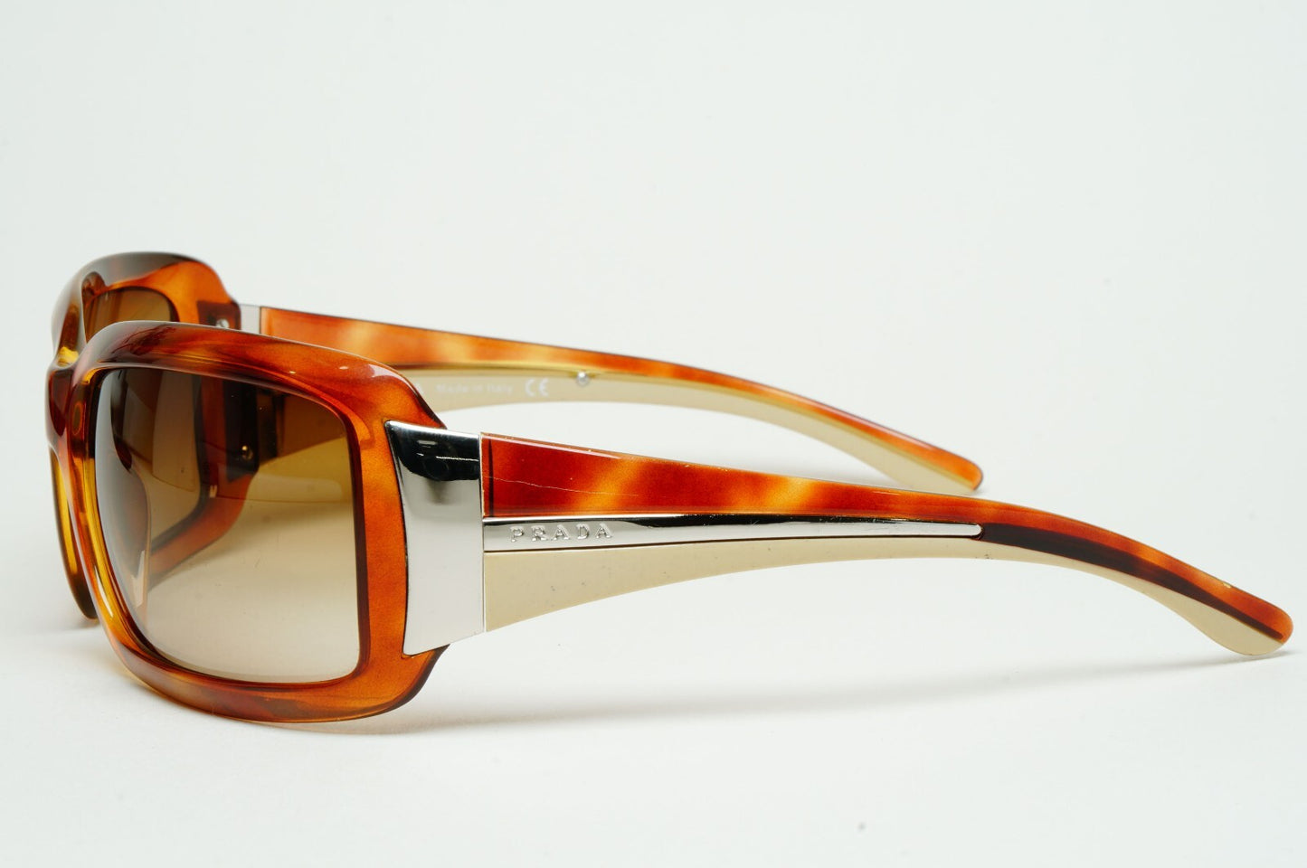 Prada Sunglasses 2006 Vintage Brown Tortoise Wrap PR01HS SPR 01H 4BW-6S1 130225