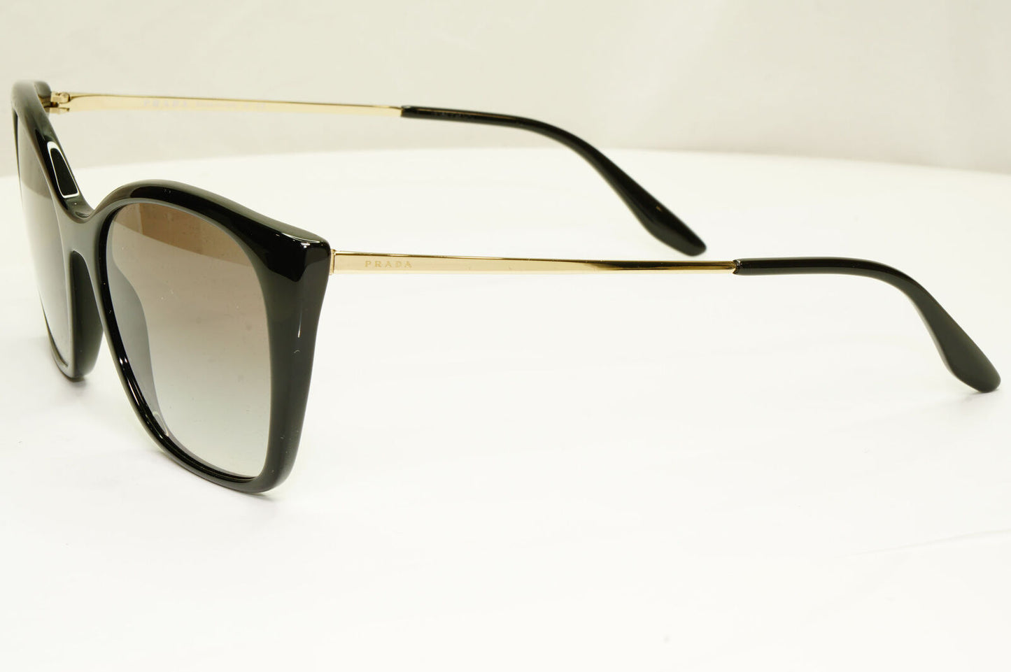 Prada Gold Black Sunglasses Smoke Grey Gradient Square SPR 12X 1AB-0A7 PR12XS