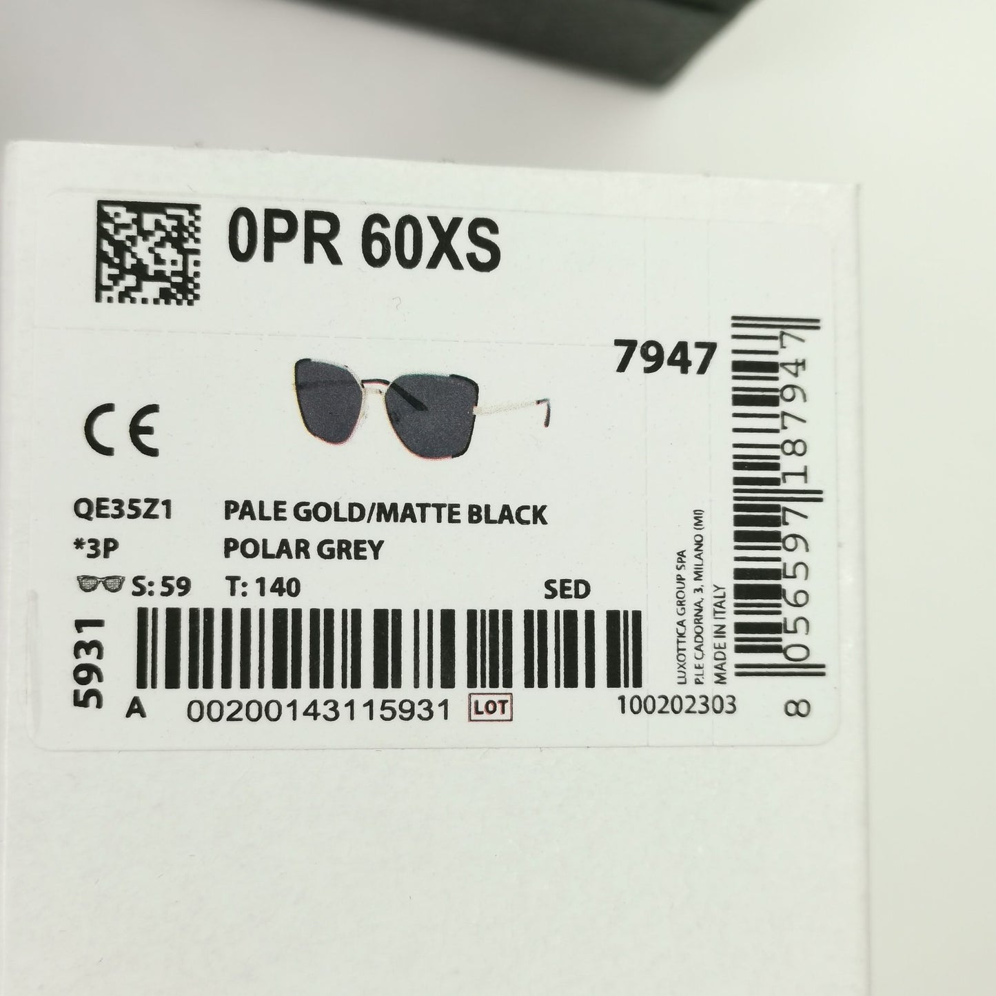 Prada Sunglasses Polarized Black Grey Gold Square PR60XS SPR 60X QE3-5Z1
