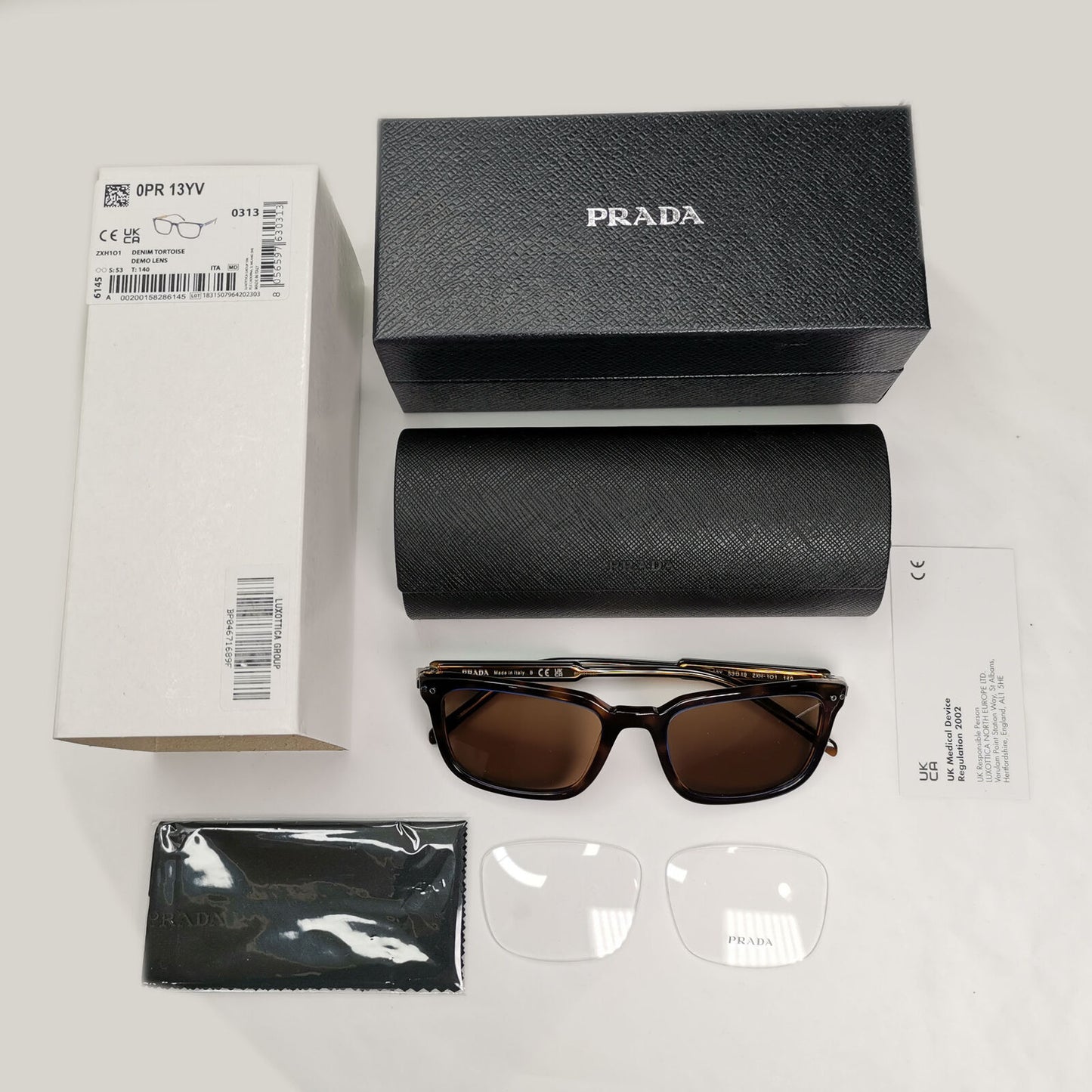 Prada Sunglasses Brown Blue Denim Tortoiseshell PR13YV VPR 13Y ZXH-1O1 53mm