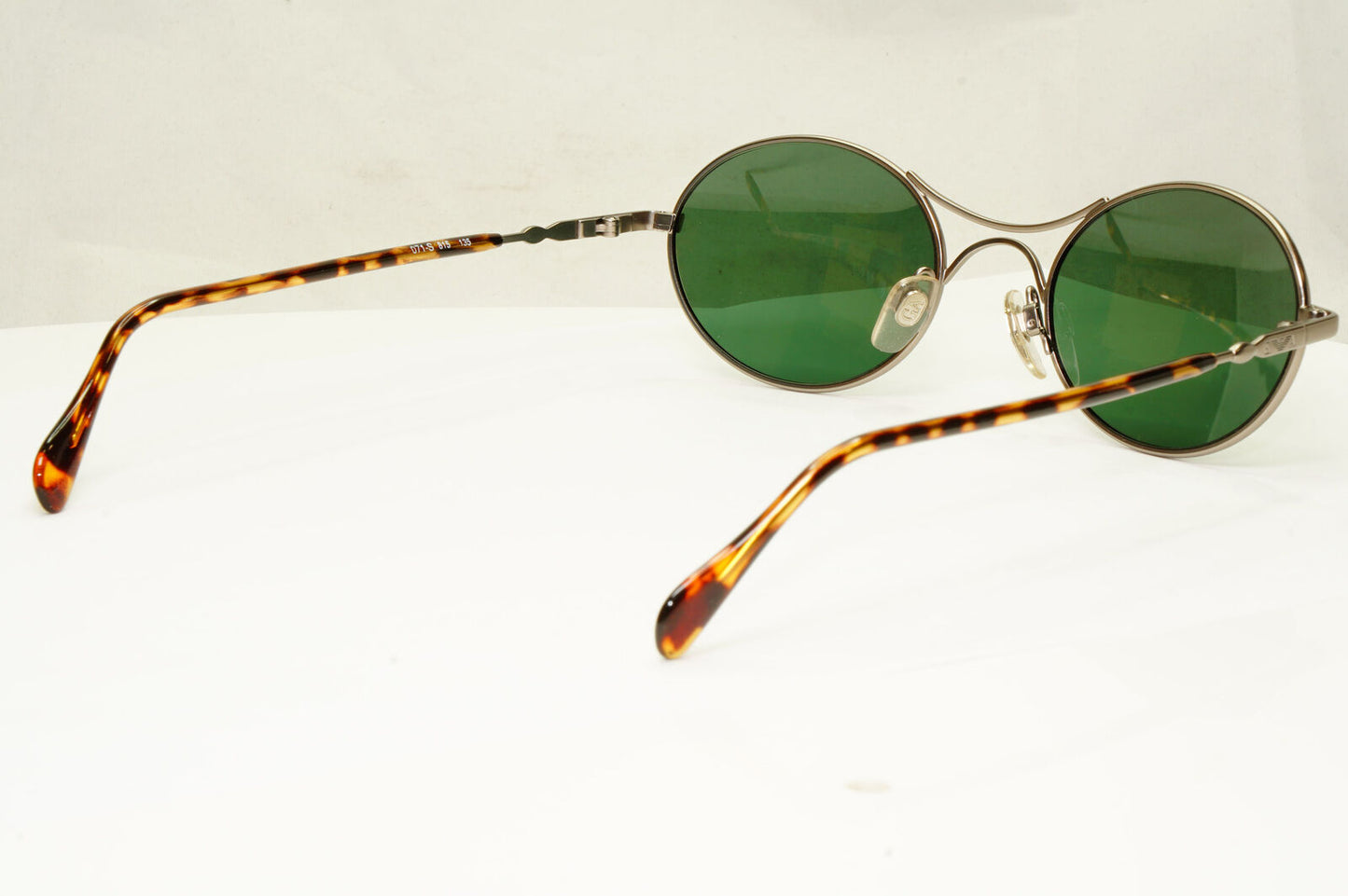 Emporio Armani 1997 Vintage Sunglasses Mens Womens Oval Silver Green 071-S 815