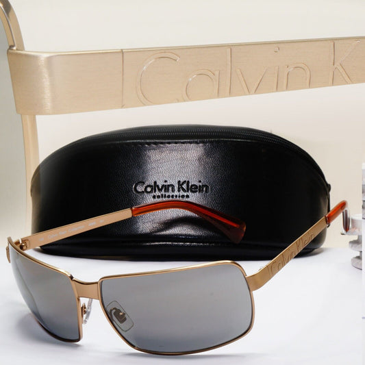 Calvin Klein Sunglasses 2005 Vintage Bronze Grey Metal Wrap 466S 501 121124