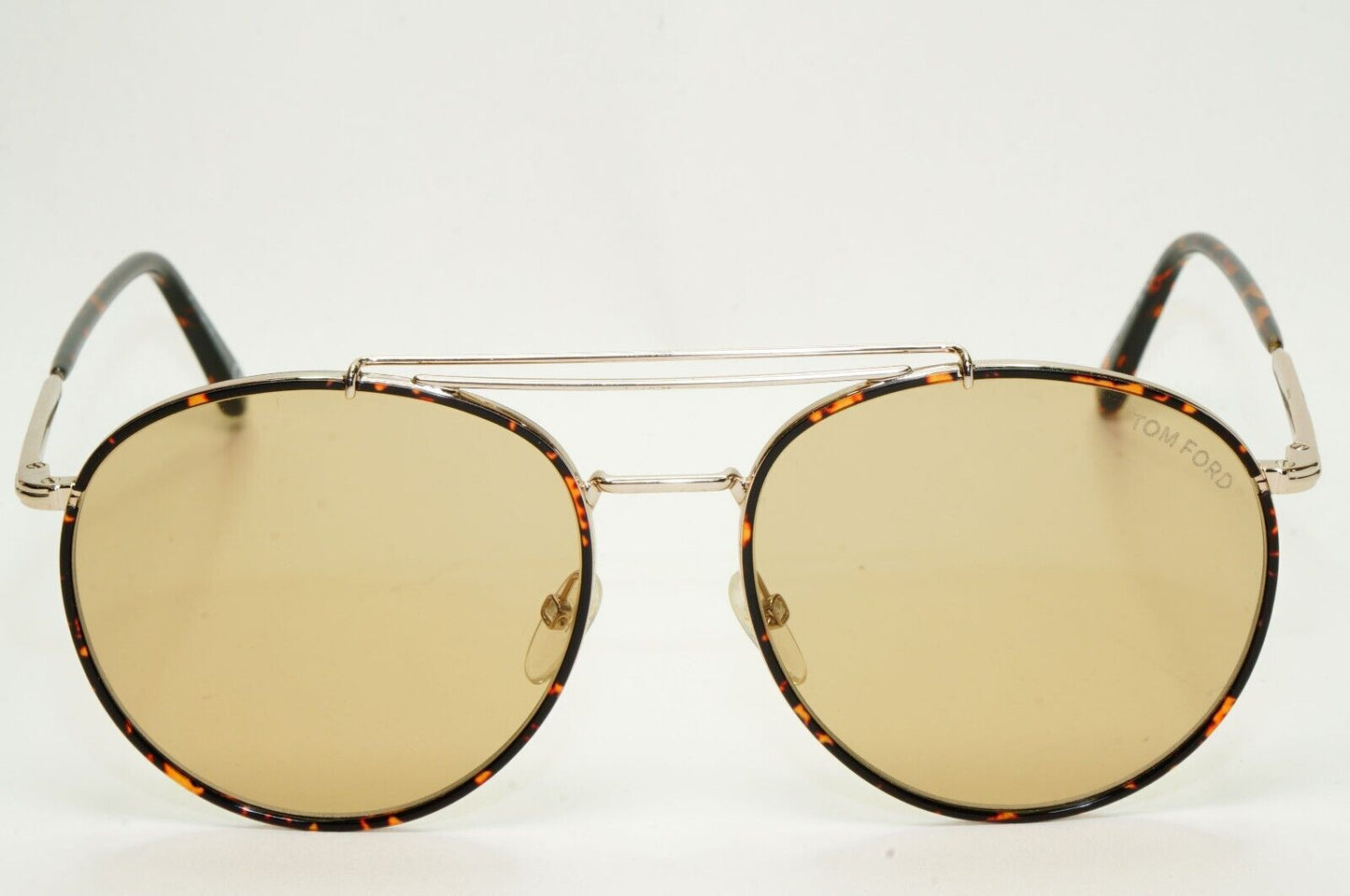 Tom Ford Sunglasses Wesley Gold Brown Tortoise Rims Round Pilot FT0694 TF694 28E