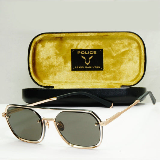 Police Lewis Hamilton F1 Sunglasses Gold Grey Square Pilot SPL E18 COL 0302