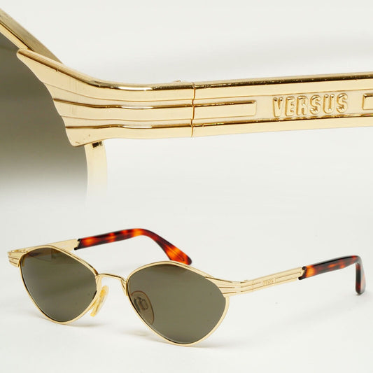 Versus Sunglasses 1996 by Gianni Versace Vintage Gold Brown MOD F18 COL 030