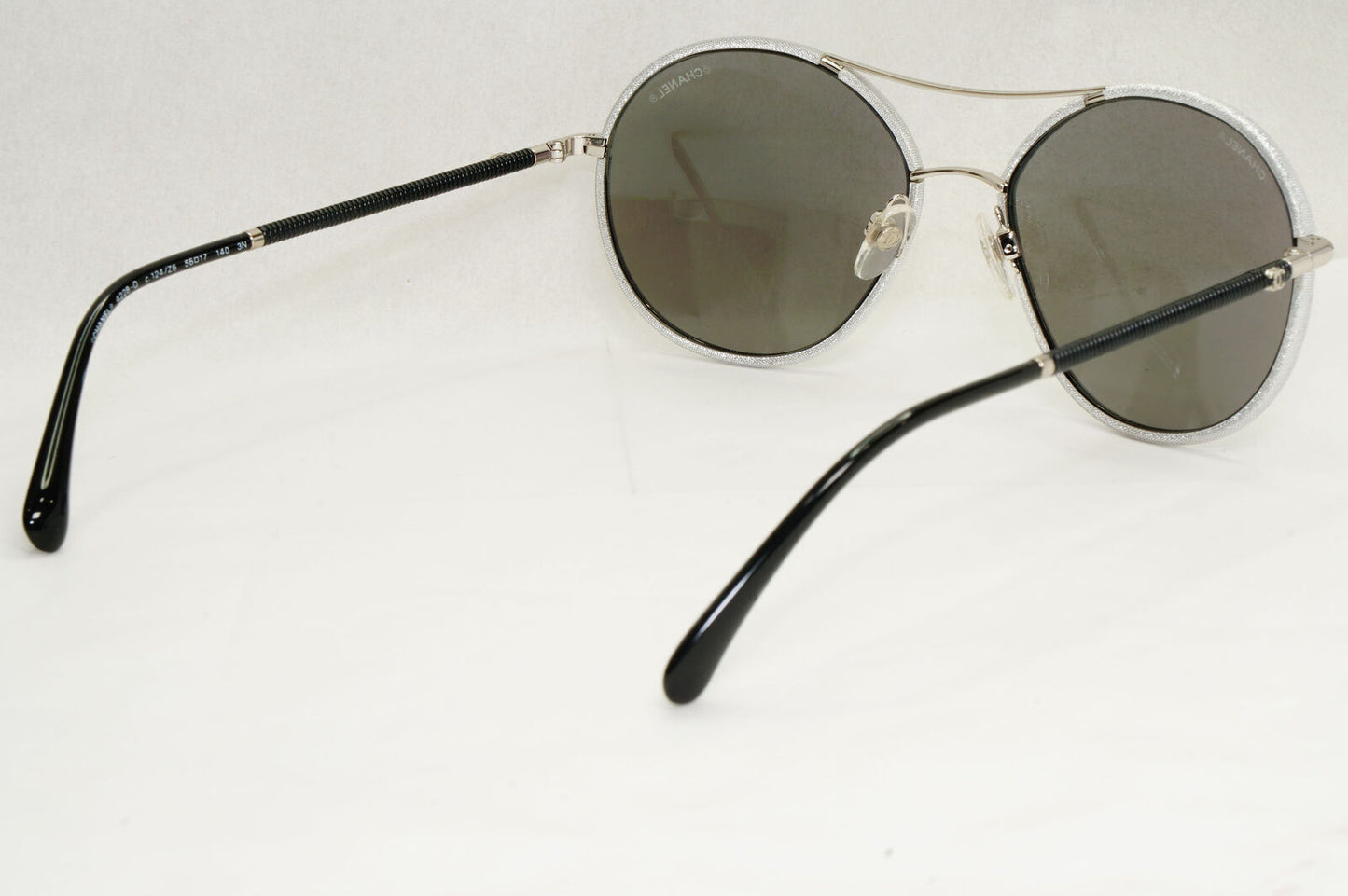 Chanel Sunglasses Pilot Mirror Grey Silver Black 4228-Q c.124/Z6 56mm