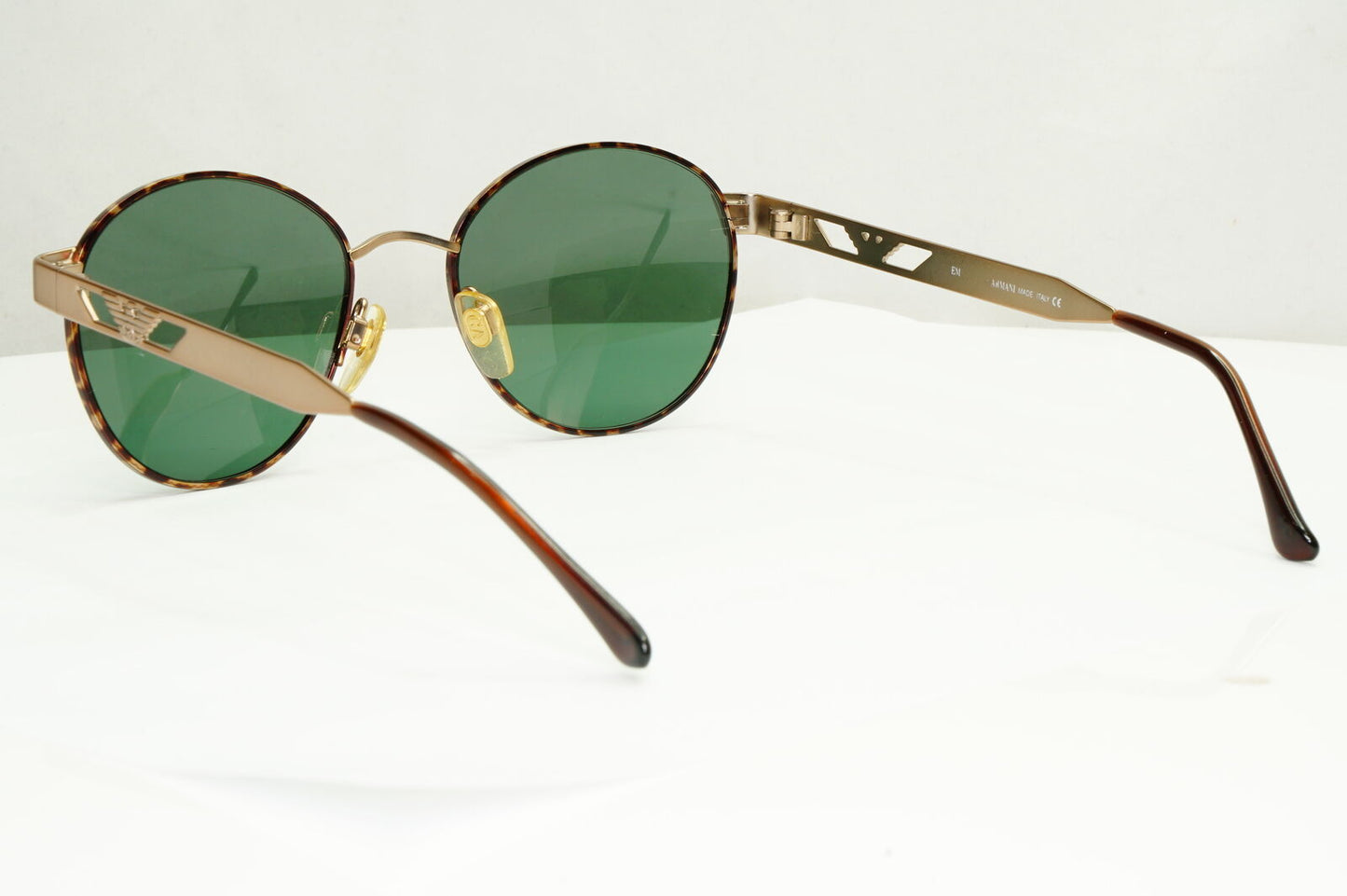 Emporio Armani Sunglasses 1997 Vintage Round Pale Gold Green Eagle 039-S 875