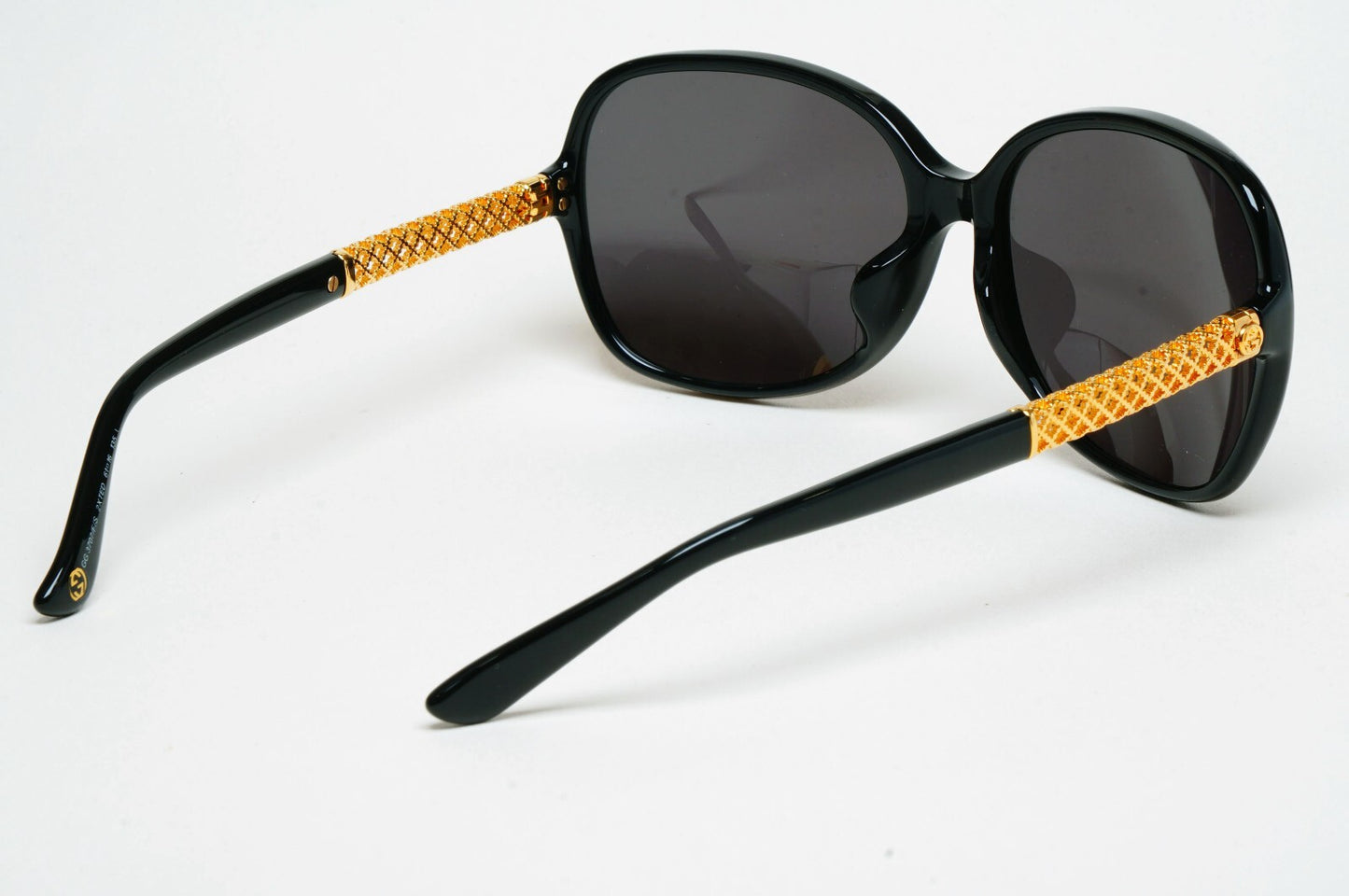 Gucci Sunglasses 2007 Vintage 24k Gold Plated Black Square GG 3707/F/S 2XTED