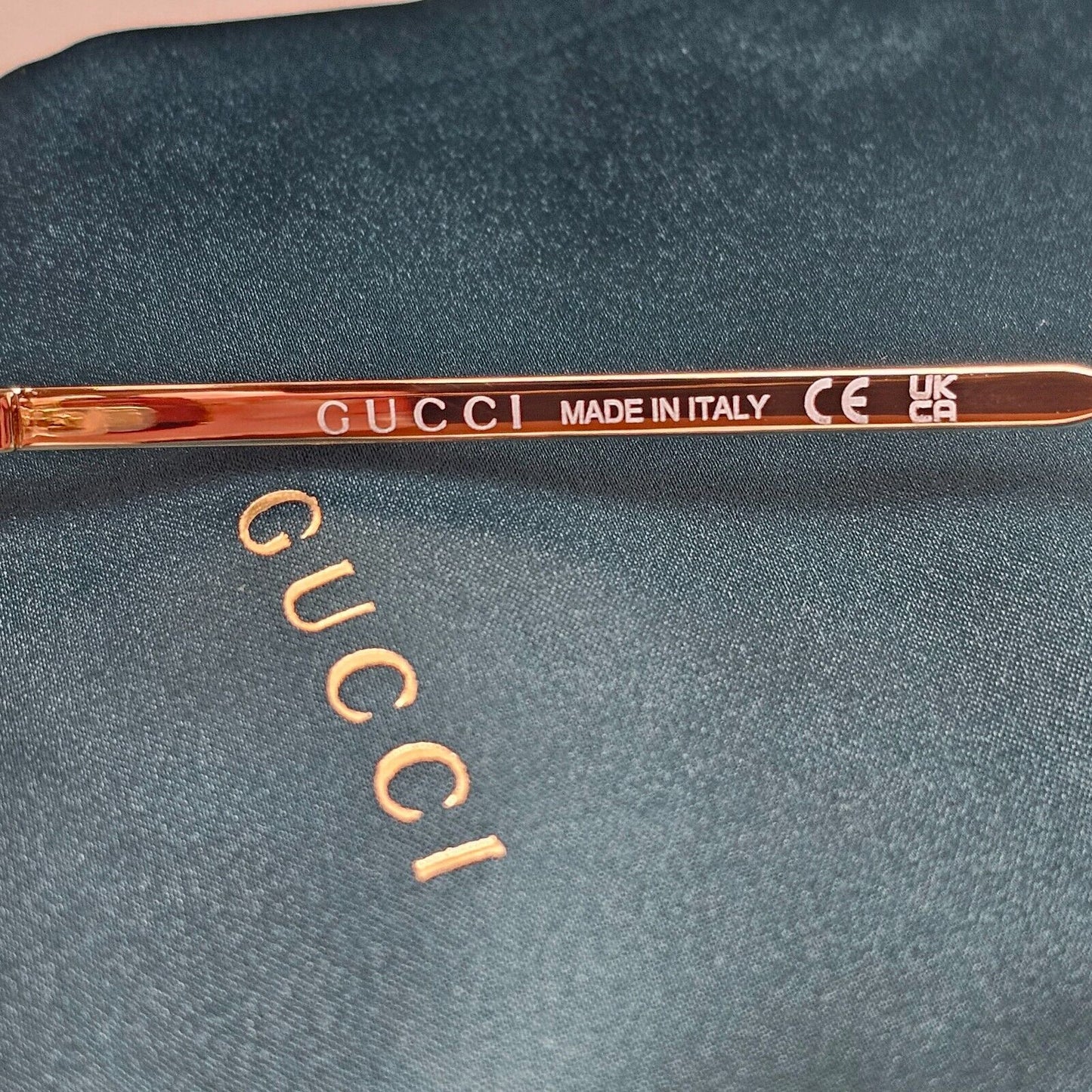 Gucci Sunglasses 2023 Gold Black Rectangle Metal Slim GG1457S 001 57mm 170125