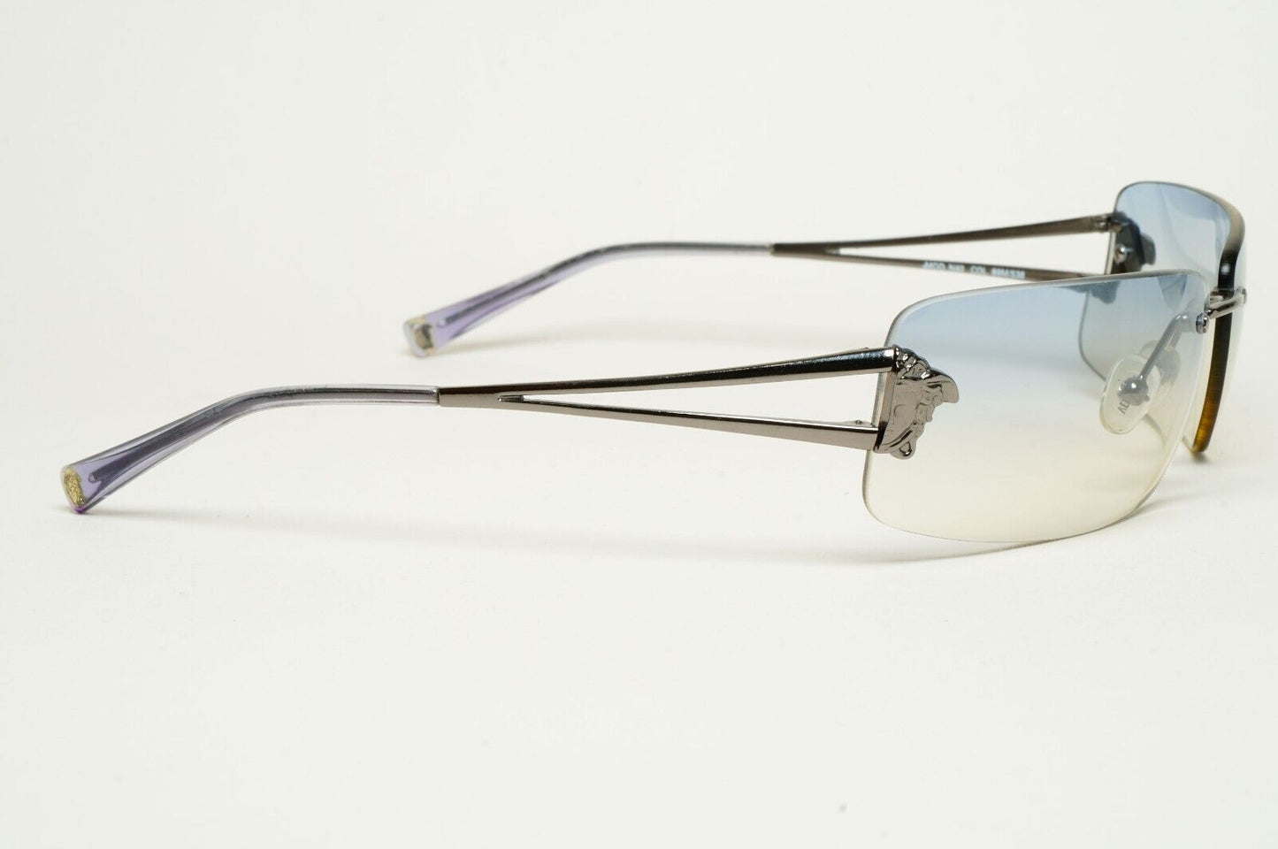Versace Sunglasses 2002 Vintage Rimless Gunmetal Blue MOD N40 COL 89M/538 290125