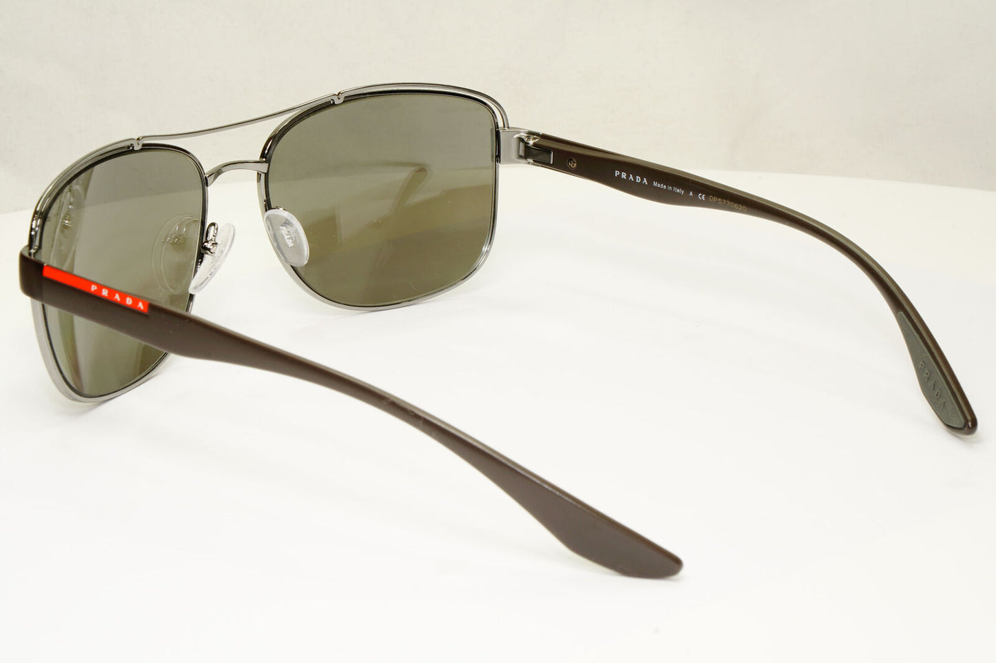 Prada Silver Mirror Sunglasses Mens Brown Sport Linea Rossa Red SPS 57V 5AV-09F