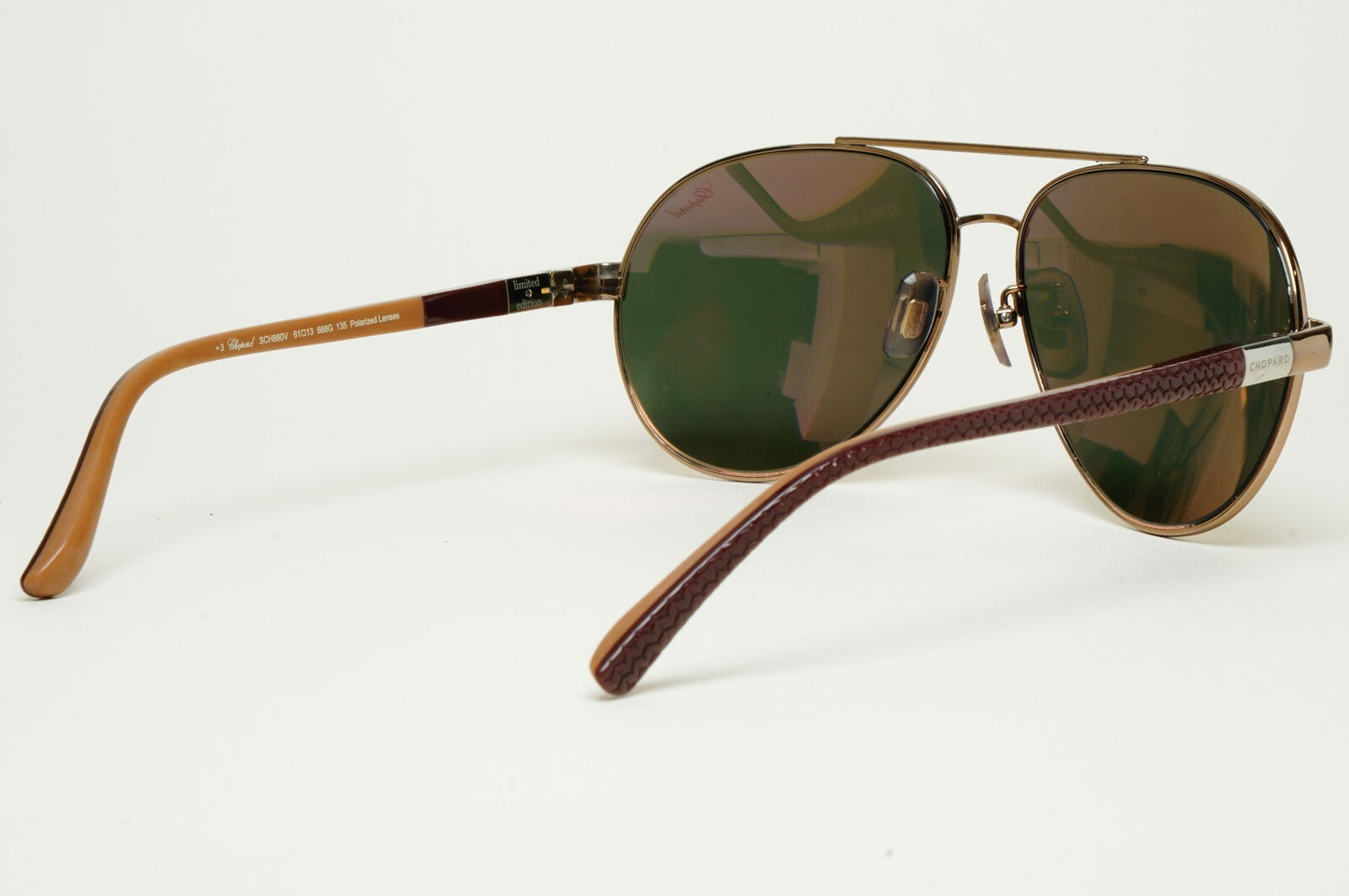 Chopard Sunglasses Titanium Glass Pilot Gold Brown SCH880V 668G 61mm 130225