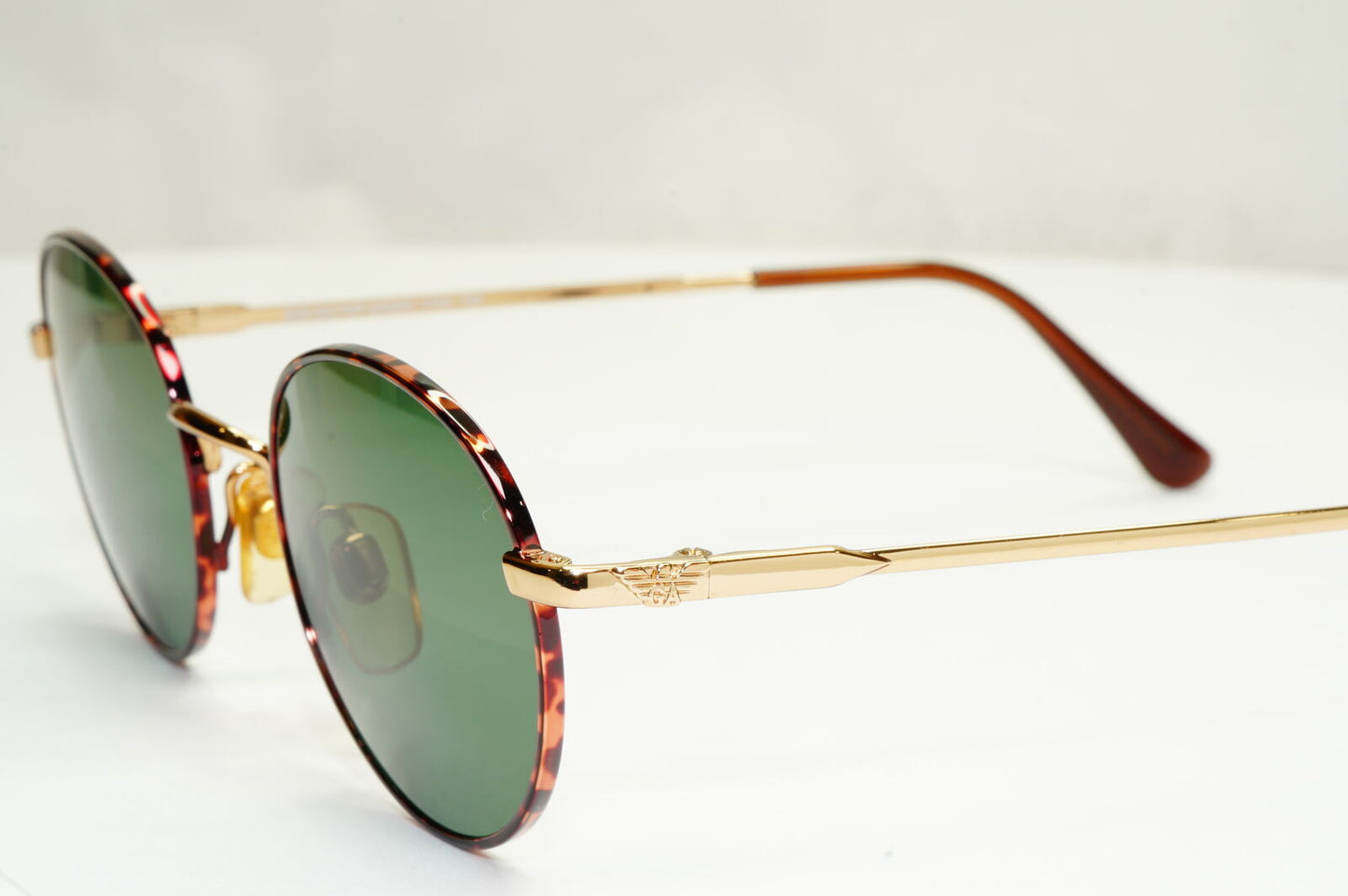 Emporio Armani Sunglasses 1997 Vintage Round Small Gold Green Eagle 008-S 721