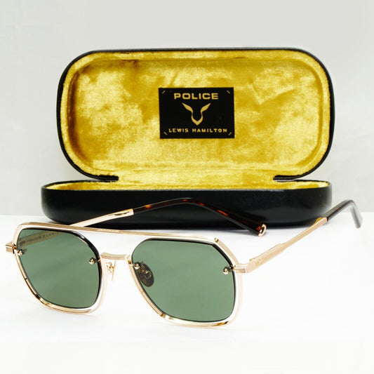 Police Lewis Hamilton F1 Sunglasses Gold Green Square Pilot SPL E18 COL 0300