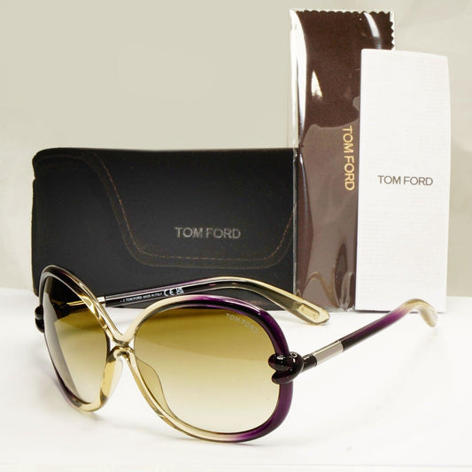 Tom Ford Oversized Sunglasses Knot Brown Gradient Purple TF 185 Sonja 95P 37809