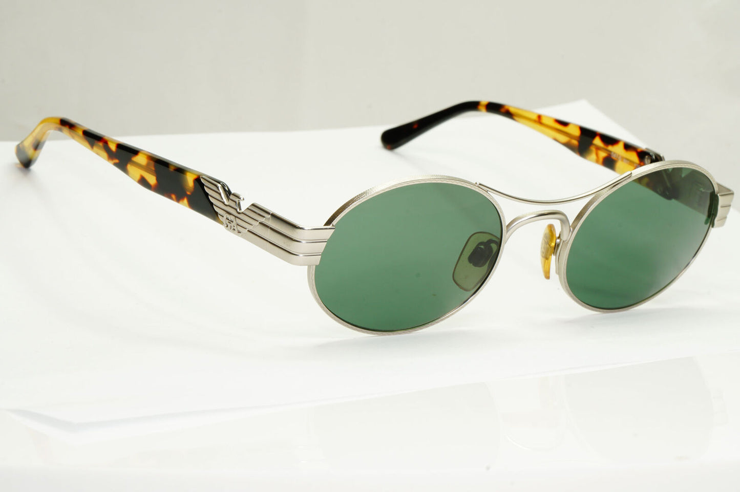 Emporio Armani Sunglasses 1997 Vintage Silver Brown Green Eagle 047-S 881