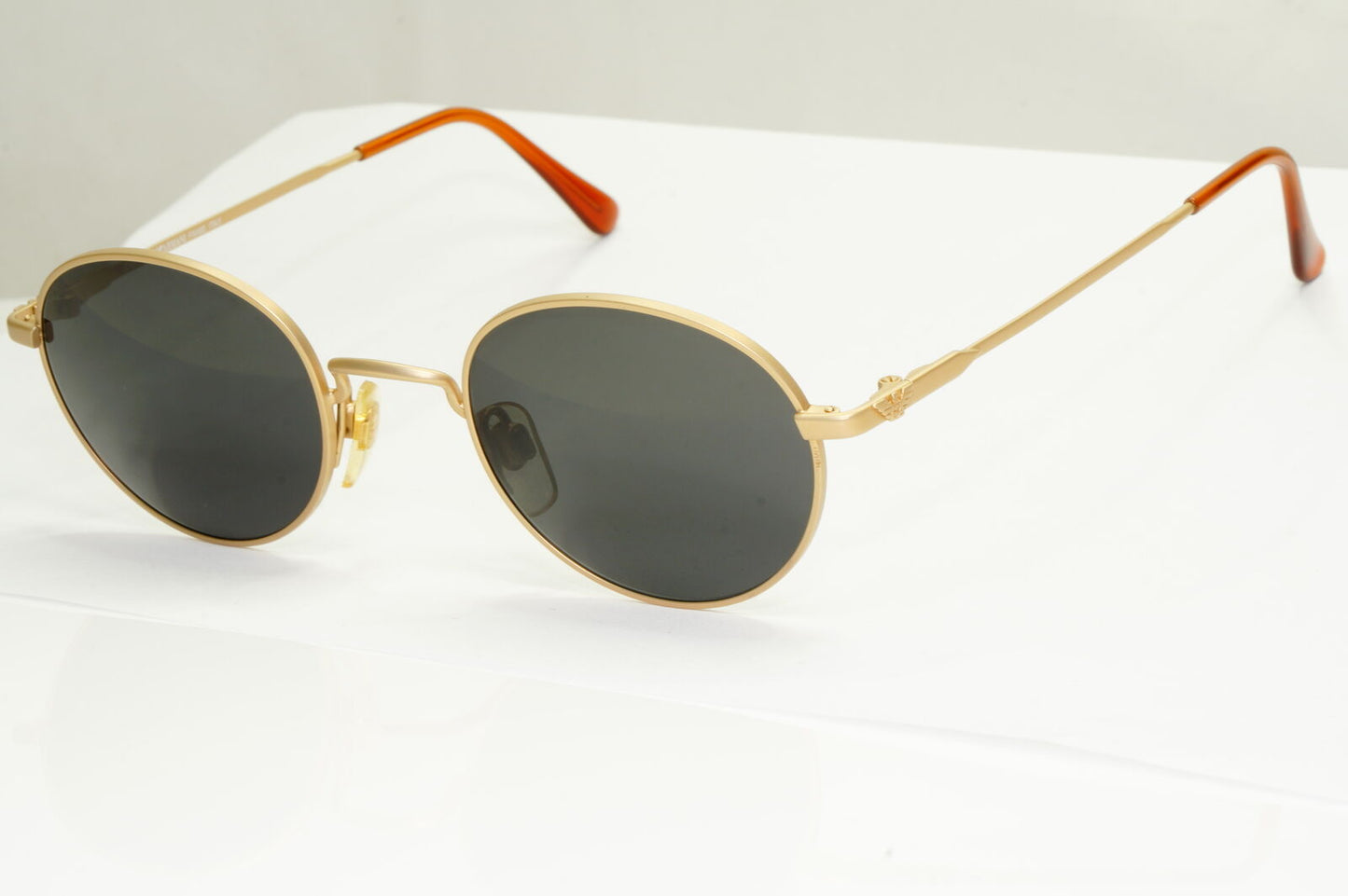 Emporio Armani Sunglasses 1997 Vintage Round Gold Black Metal Eagle 008-S 852