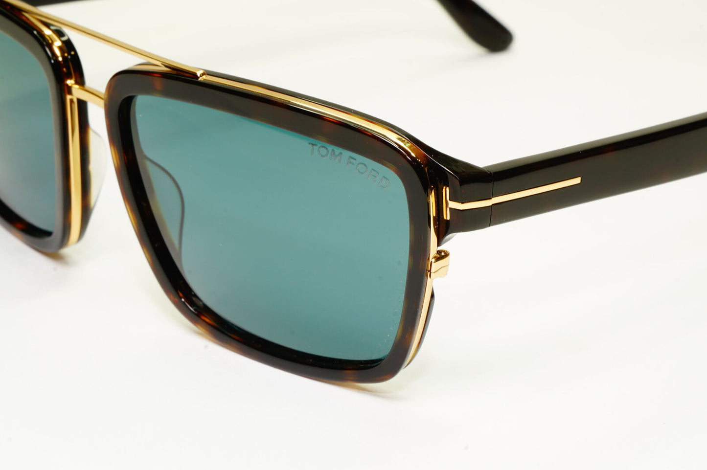 Authentic Tom Ford Mens Gold Square Brown Green Sunglasses Anders TF 780 52N