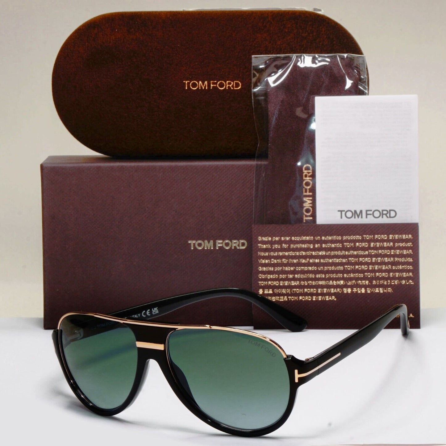 Tom Ford Sunglasses Dimitry Black Gold Green Pilot TF 334 FT0334 01P 59mm