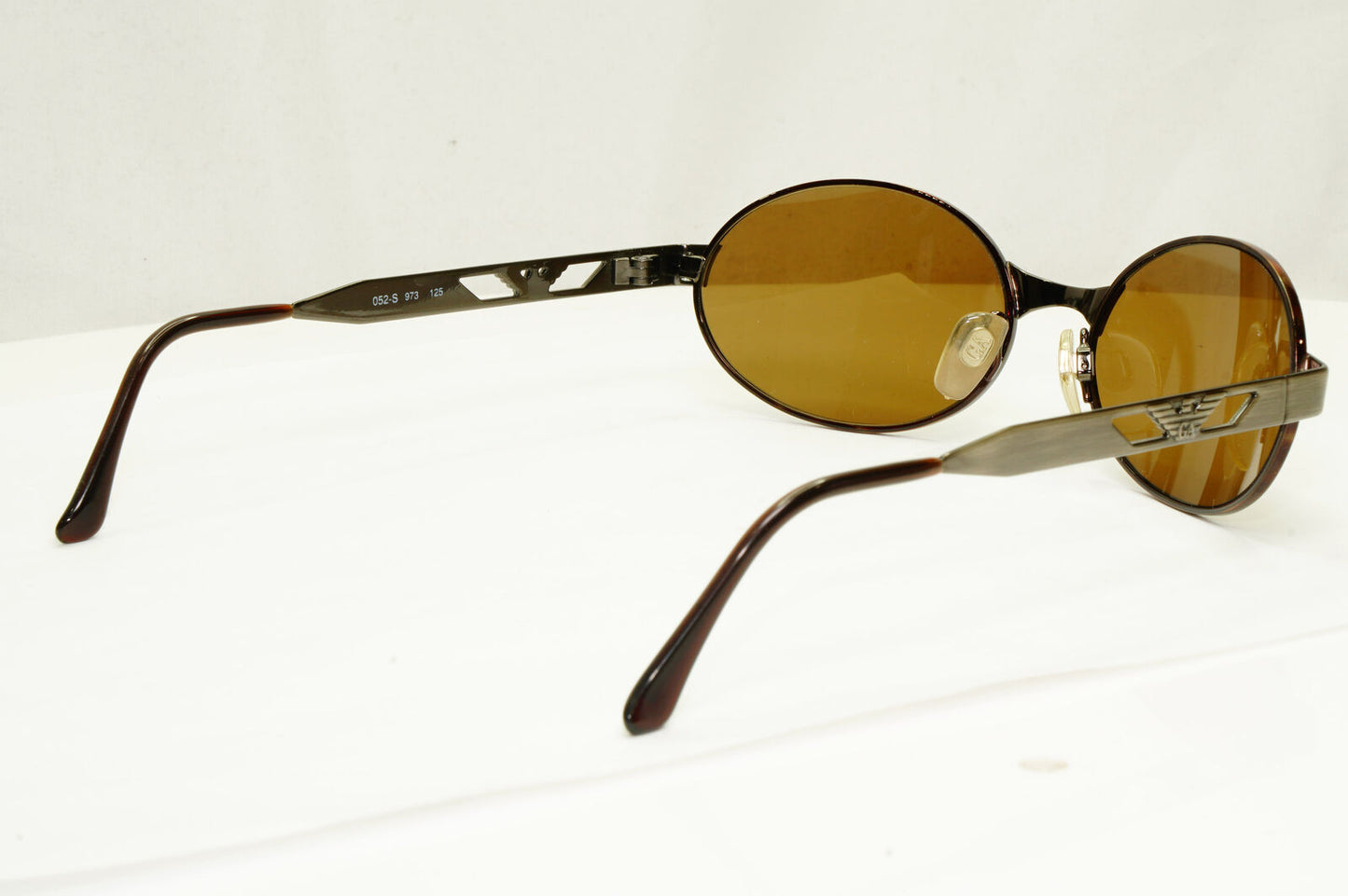 Emporio Armani 1997 Vintage Sunglasses Mens Brown Brushed Silver Eagle 052-S 973