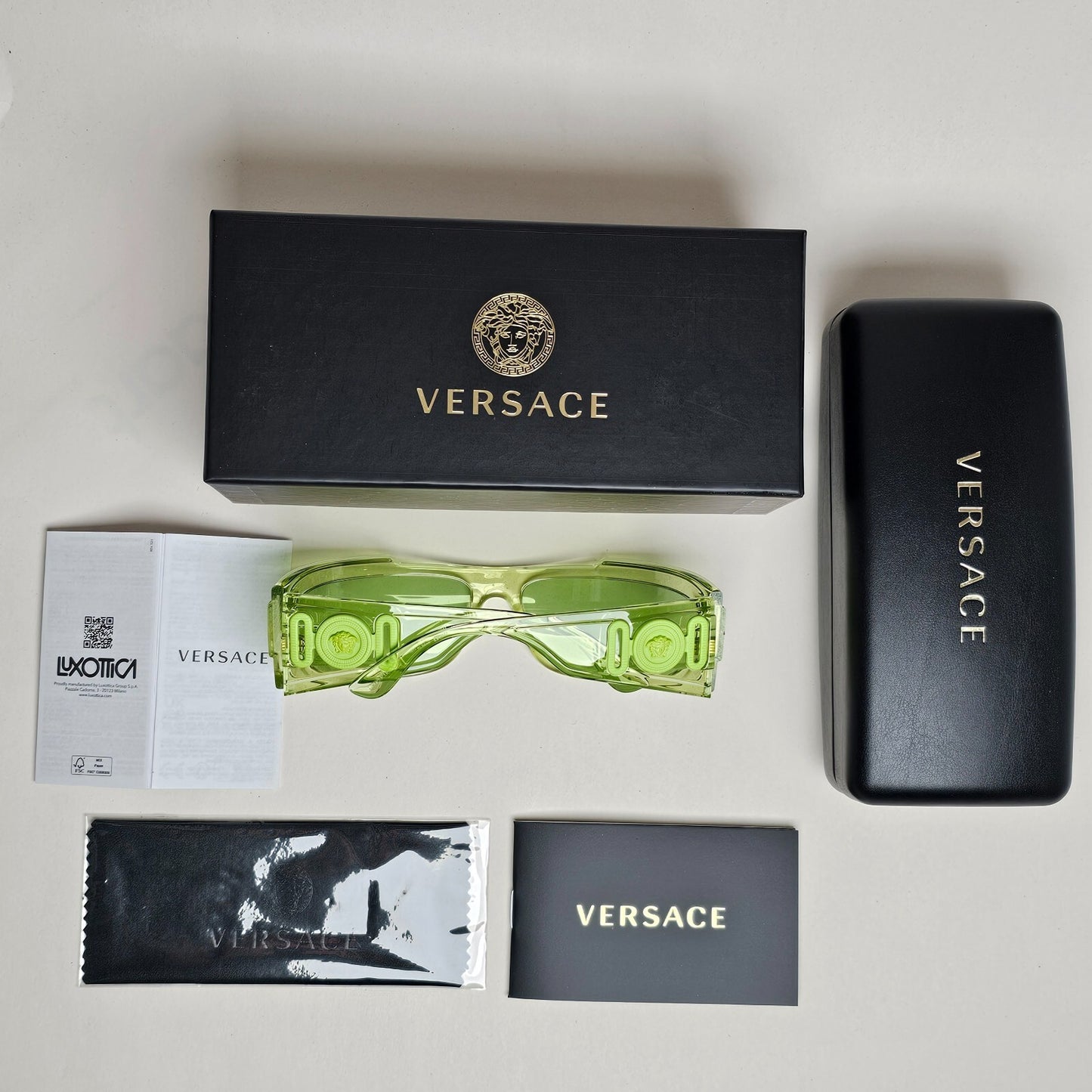 Versace Sunglasses Unisex Wrap Gold Medusa Transparent Green MOD VE 4446 5413/7