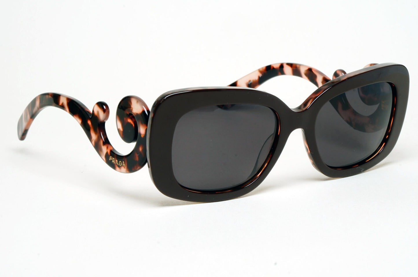 Prada Sunglasses Baroque Swirl Square Black Brown PR27OS SPR 27O ROL-0A6 140325