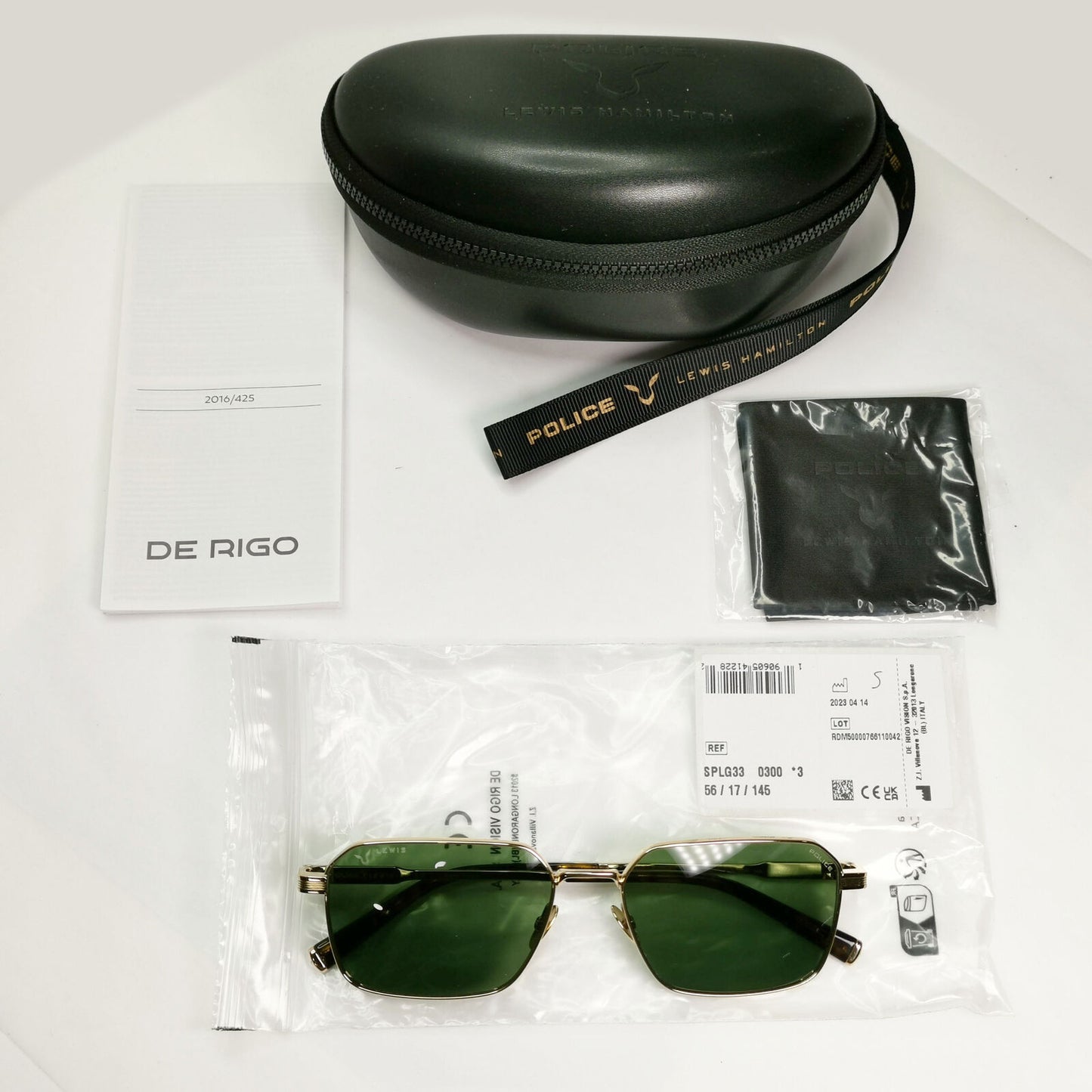 Police x Lewis Hamilton Sunglasses F1 Gold Green SPL G33 Lewis 45 COL 0300