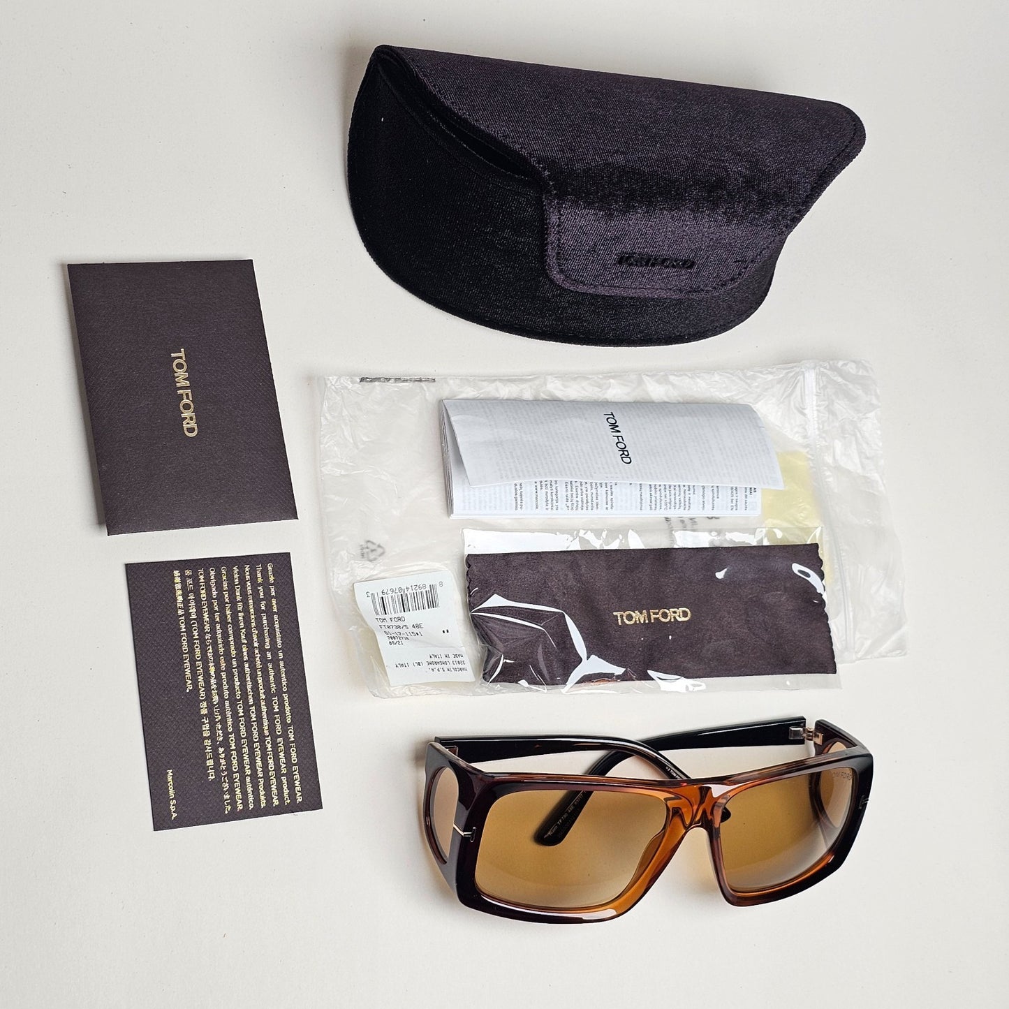 Tom Ford Sunglasses Rizzo Side Window Brown Yellow Square FT0730 TF 730 48E