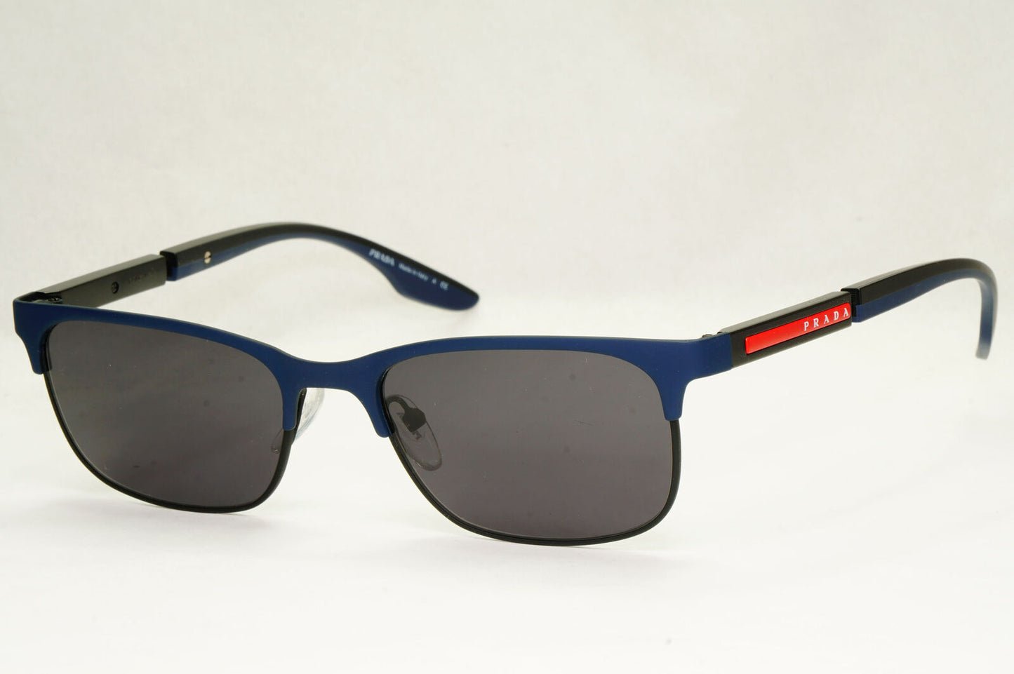 Prada Sunglasses Black Dark Blue Rubber Rectangle PS52NV VPS 52N 07P-1O1 53mm