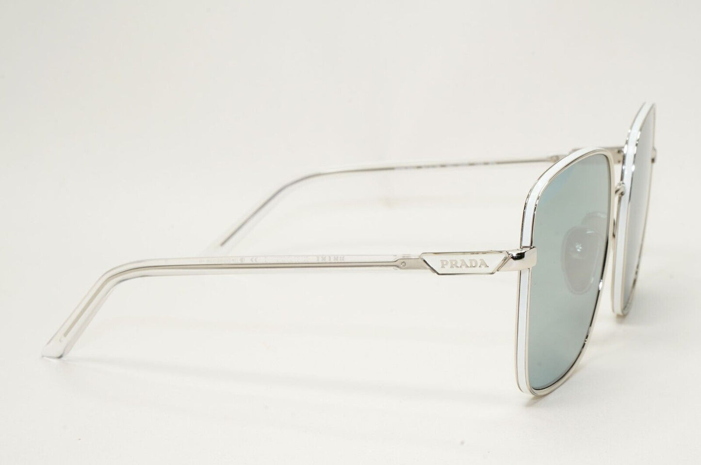 Prada Sunglasses Silver Mirror Large Square Oversized PR55YS SPR 55Y 1BC-02R