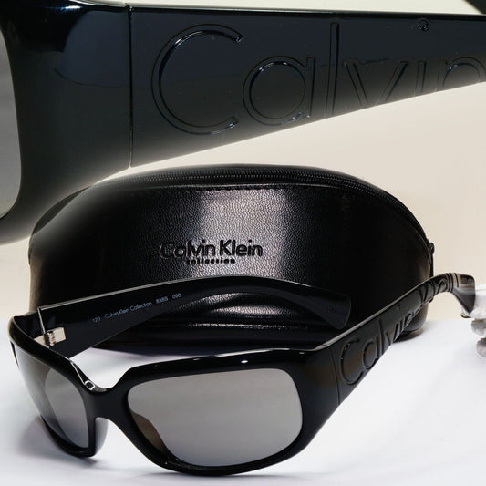 Calvin Klein Sunglasses 2005 Vintage Black Grey Wrap Retro 838S 090 121124
