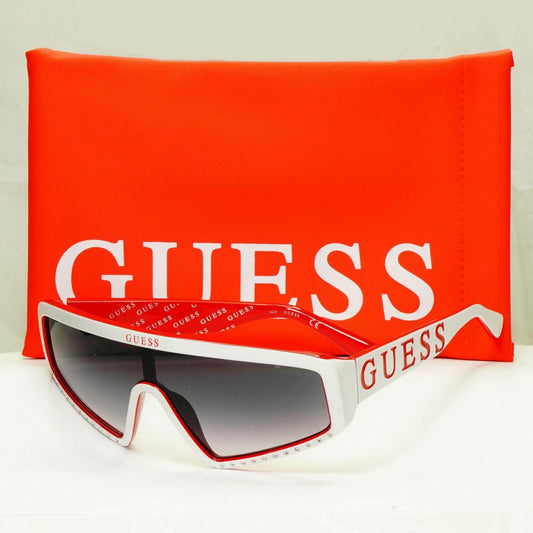Guess Sunglasses Shield Visor Mens Womens  White Red Grey GU 7695-S 21B Blogger