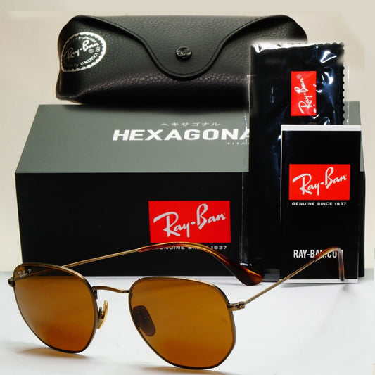 Ray-Ban Sunglasses Hexagonal Titanium Polarised Brown RB 8148 9207/57 54mm
