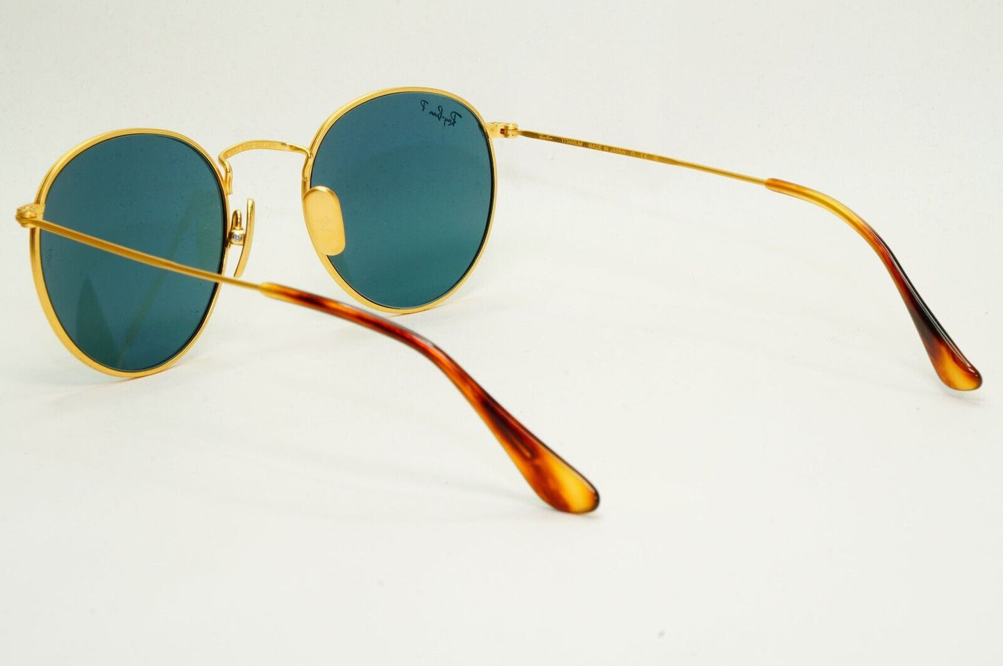 Ray-Ban Sunglasses Round Titanium Polarized Gold Blue RB 8247 9217/T0 50mm