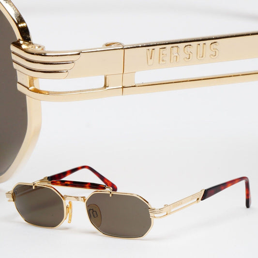 Versus Sunglasses 1996 by Gianni Versace Vintage Gold Grey MOD F25 COL 030