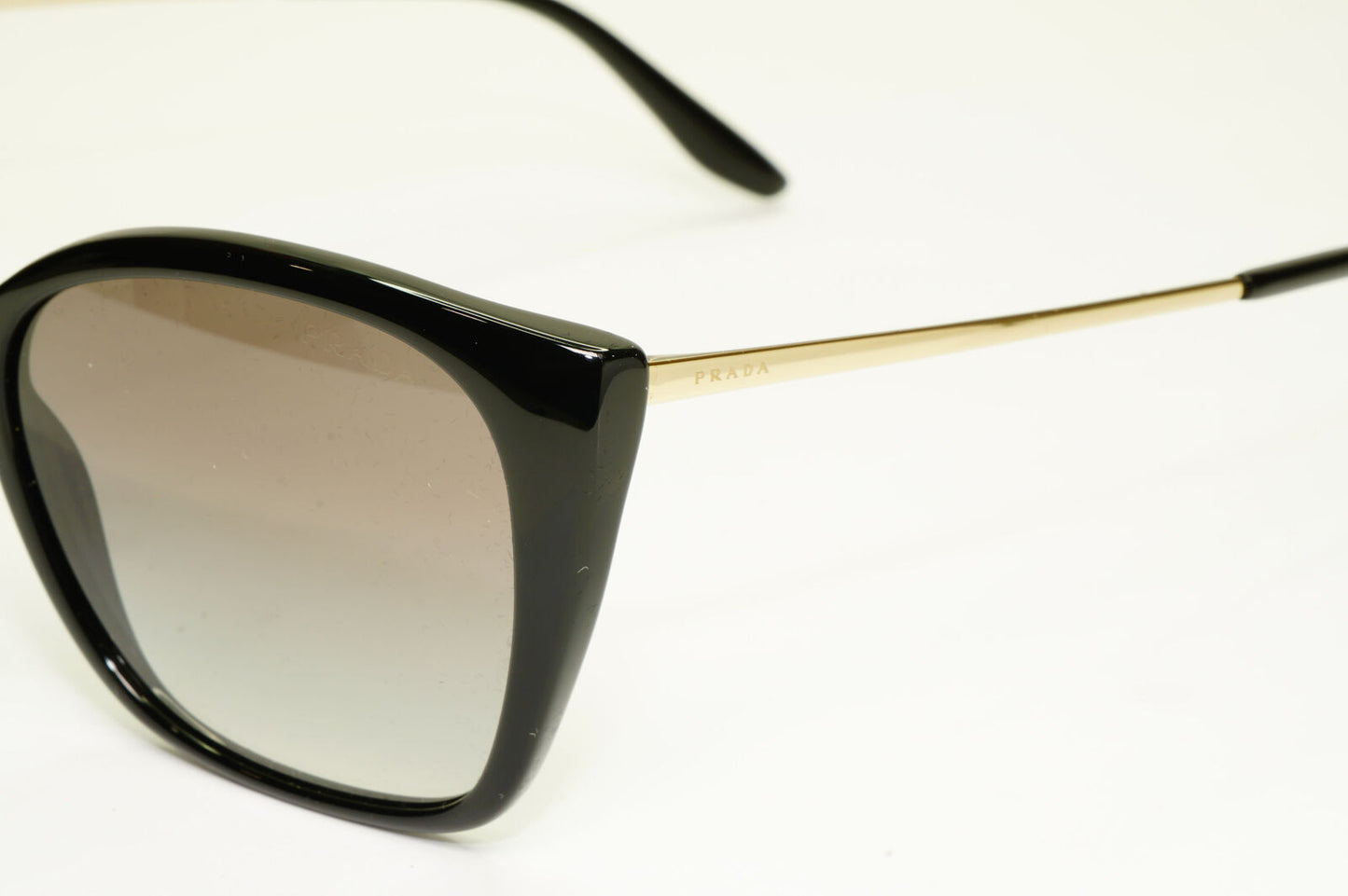 Prada Gold Black Sunglasses Smoke Grey Gradient Square SPR 12X 1AB-0A7 PR12XS