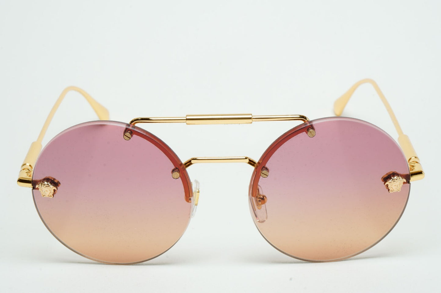 Versace Sunglasses Rimless Round Gold Fuchsia Orange MOD 2244 1002/78