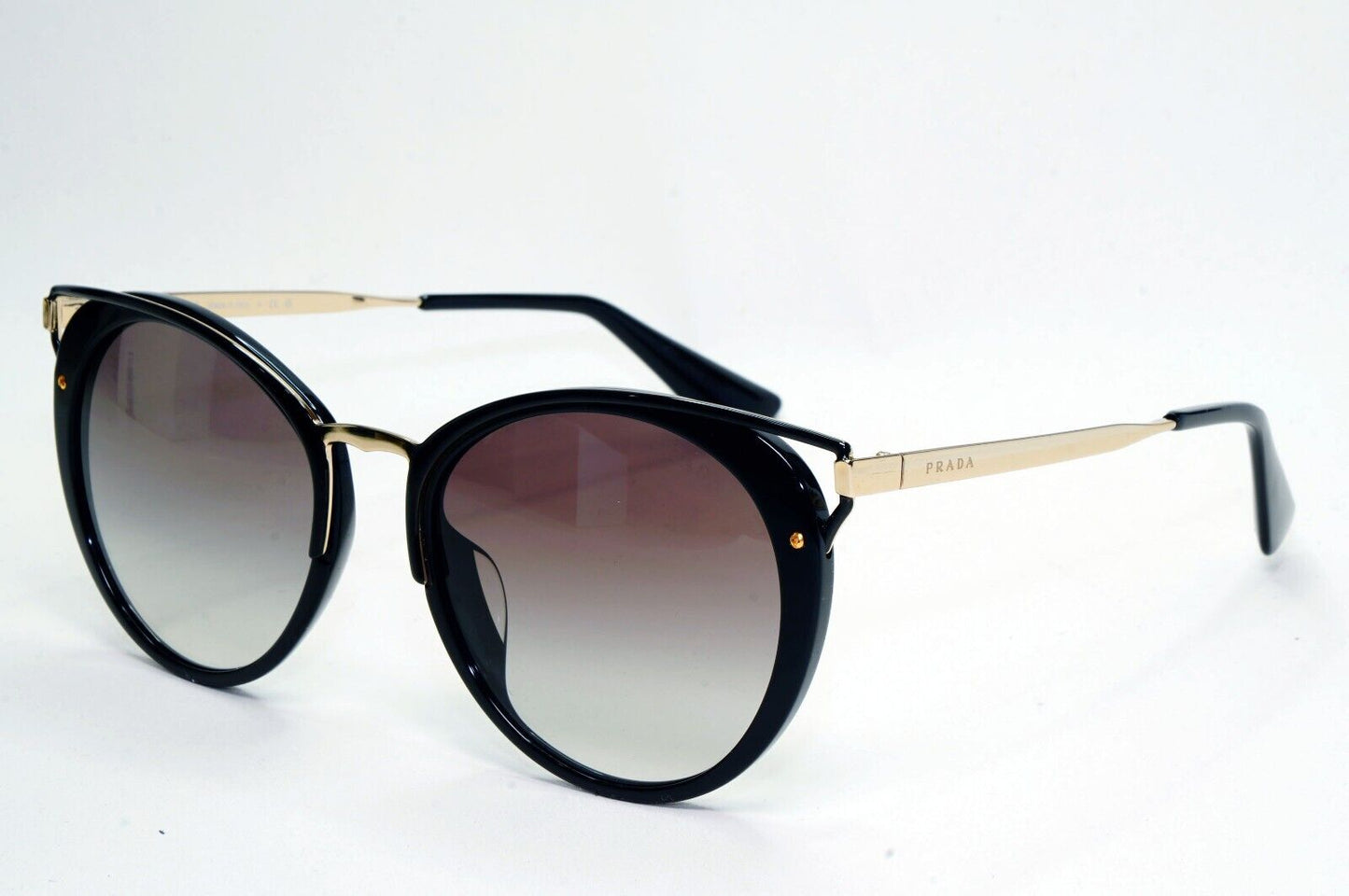Prada Sunglasses Black Gold Grey Gradient Round PR66TS SPR 66T 1AB-0A7 210924